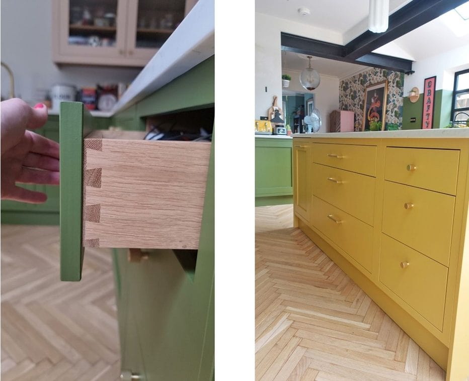 Oak-dovetailed-drawers-and-in-frame-Shaker-style-kitchen-with-soft-close-drawers Oak dovetailed drawers and-in frame Shaker style kitchen with soft close drawers