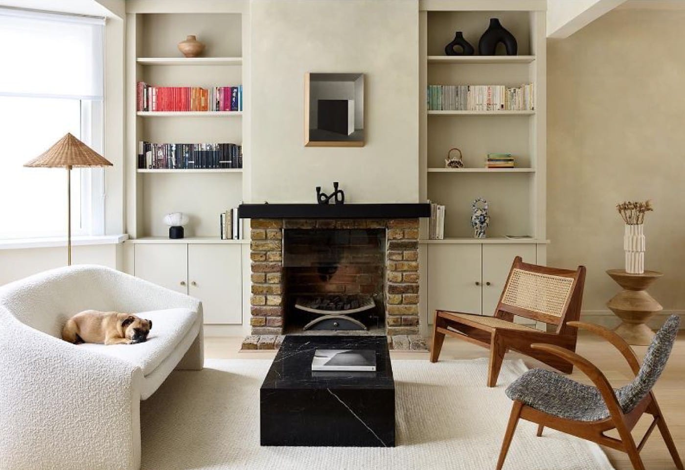 Contemporary floor-to-ceiling fitted alcove cupboards